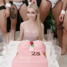 Emily Belle 7on1 Birthday Party with Double Anal, Pee Drink & Cum Facial
